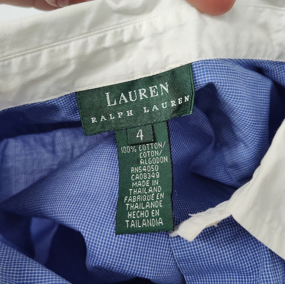 Lauren Ralph Lauren Blue and White Button Down Shirt Women's Size 4 - Picture 11 of 11